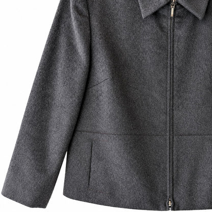 Caslon Charcoal Gray Wool Cashmere Blend Zip Front Jacket Collared Size 4