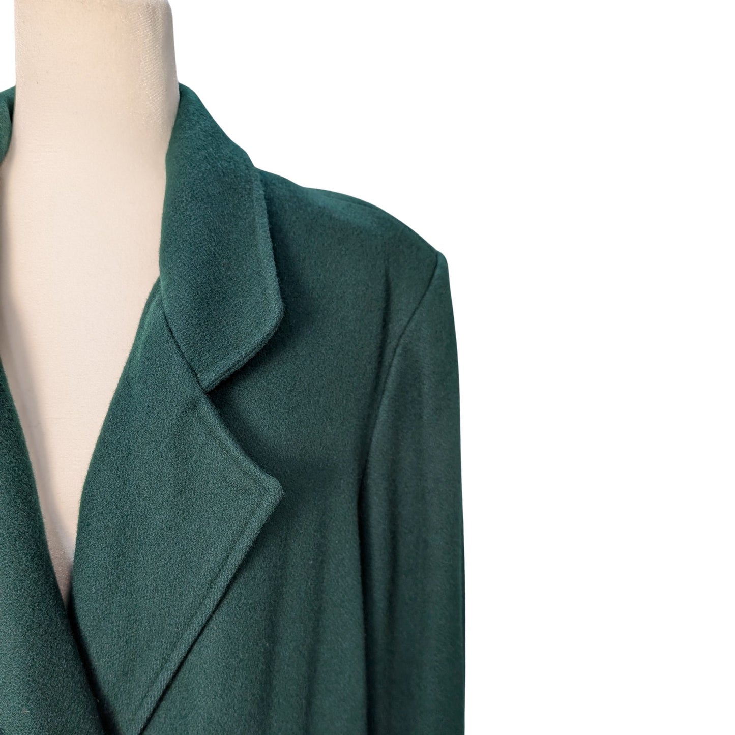 Vintage Forest Green Wool Full-Length Double-Breasted Coat Plus Size