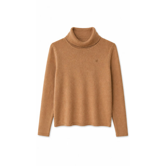 Lauren Ralph Lauren Camel 100% Wool Turtleneck Sweater, LRL Logo, Size XS