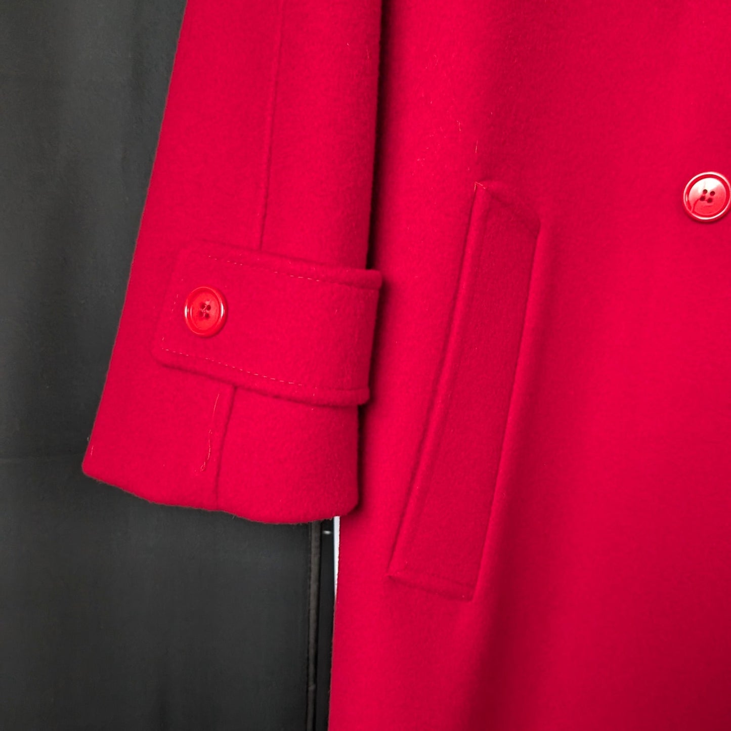 Karen 100% Wool Coat Double-Breasted Red Coat Relaxed Fit
