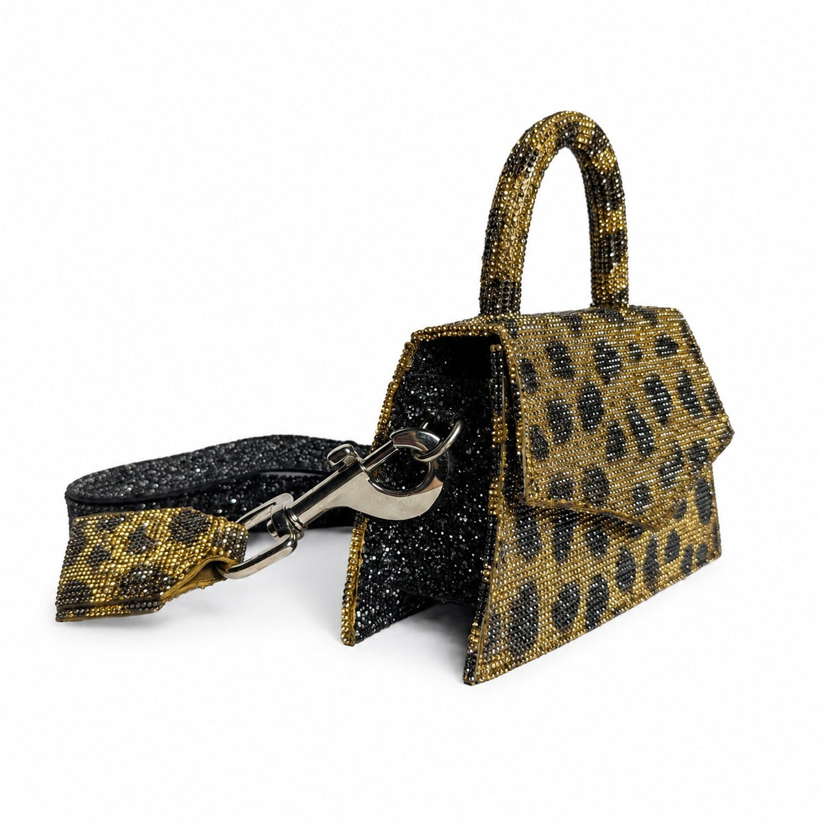 Nina Zarqua Crystal Mini Bag Leopard Rhinestone Crossbody Purse Statement Bag