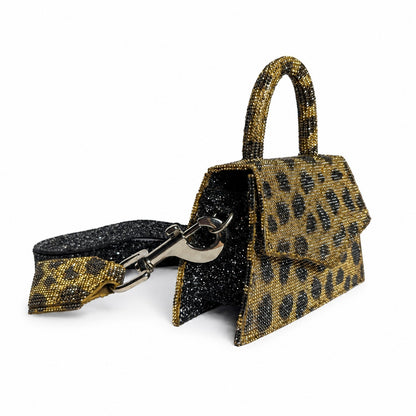 Nina Zarqua Crystal Mini Bag Leopard Rhinestone Crossbody Purse Statement Bag