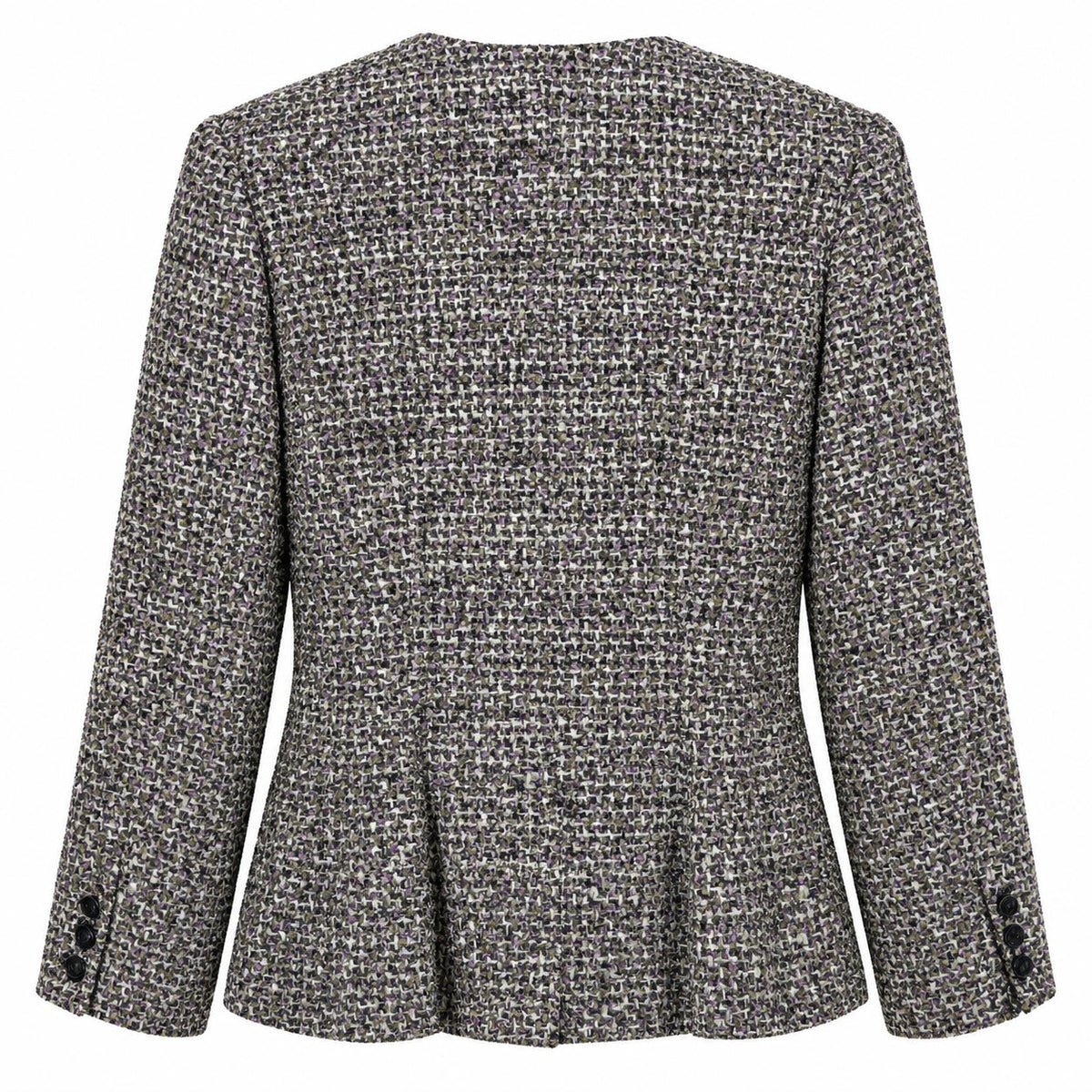 Tweed Gray and Purple Fitted Blazer with Crystal Buttons