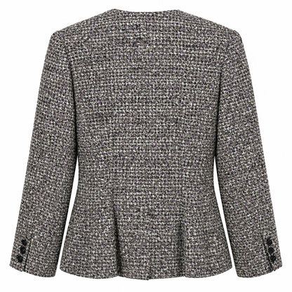 Tweed Gray and Purple Fitted Blazer with Crystal Buttons