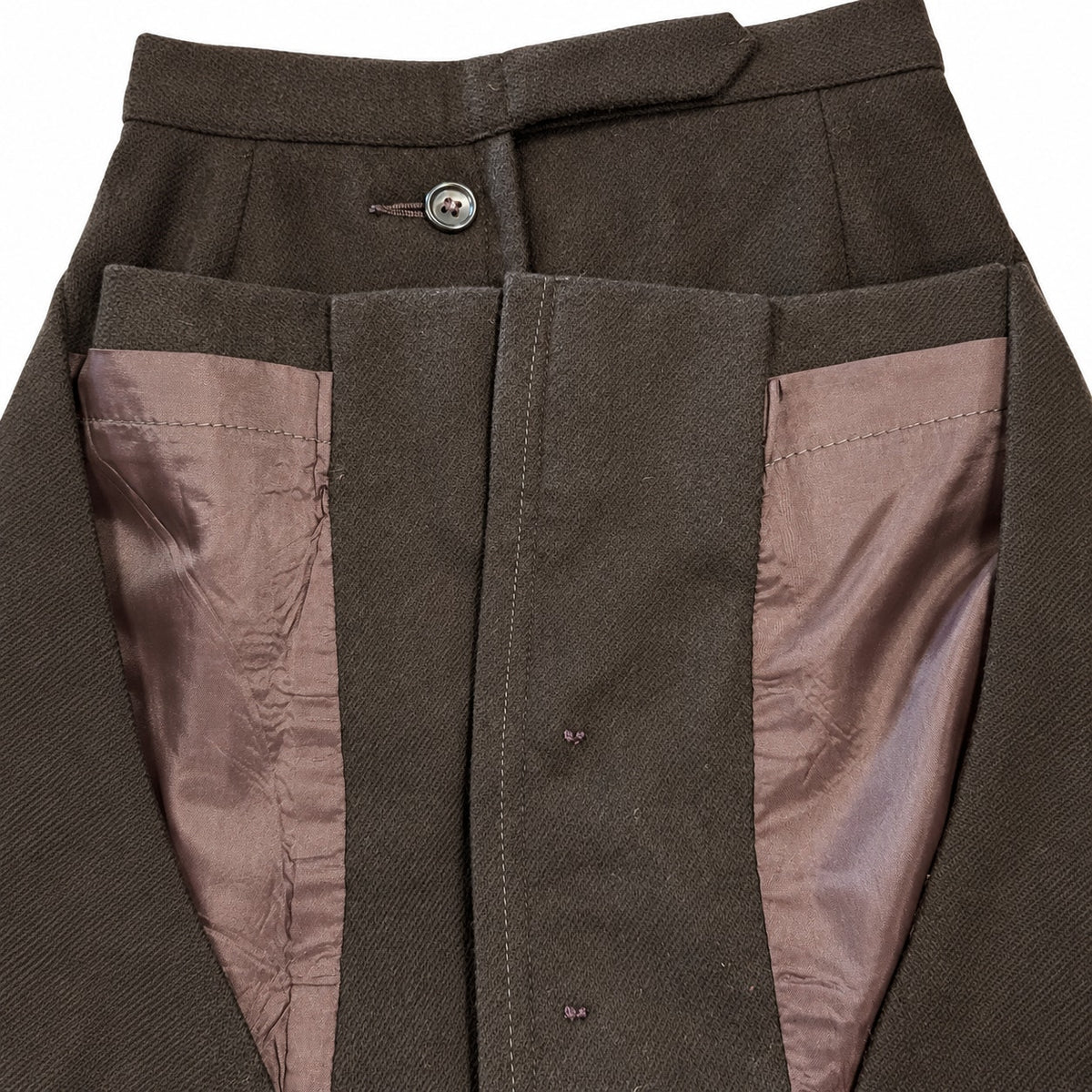 100% Wool Vintage Evan-Picone Brown Button Front A-Line Skirt
