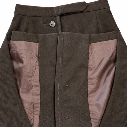 100% Wool Vintage Evan-Picone Brown Button Front A-Line Skirt