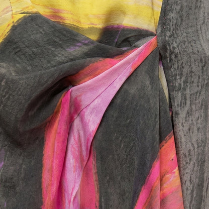 100% Silk Rachel Rachel Roy Asymmetric Abstract Watercolor Silk Dress | Size S