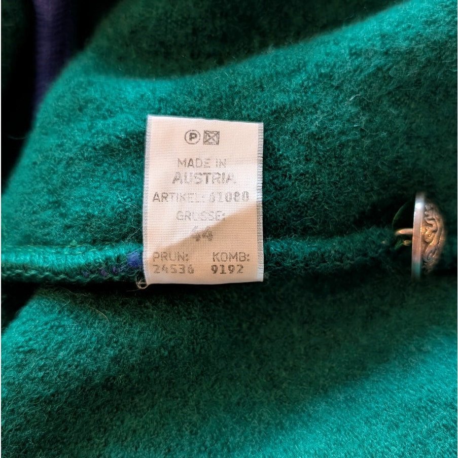 100% Virgin Boiled Green Wool Jacket Blue Trim Austrian Style