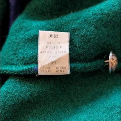 100% Virgin Boiled Green Wool Jacket Blue Trim Austrian Style