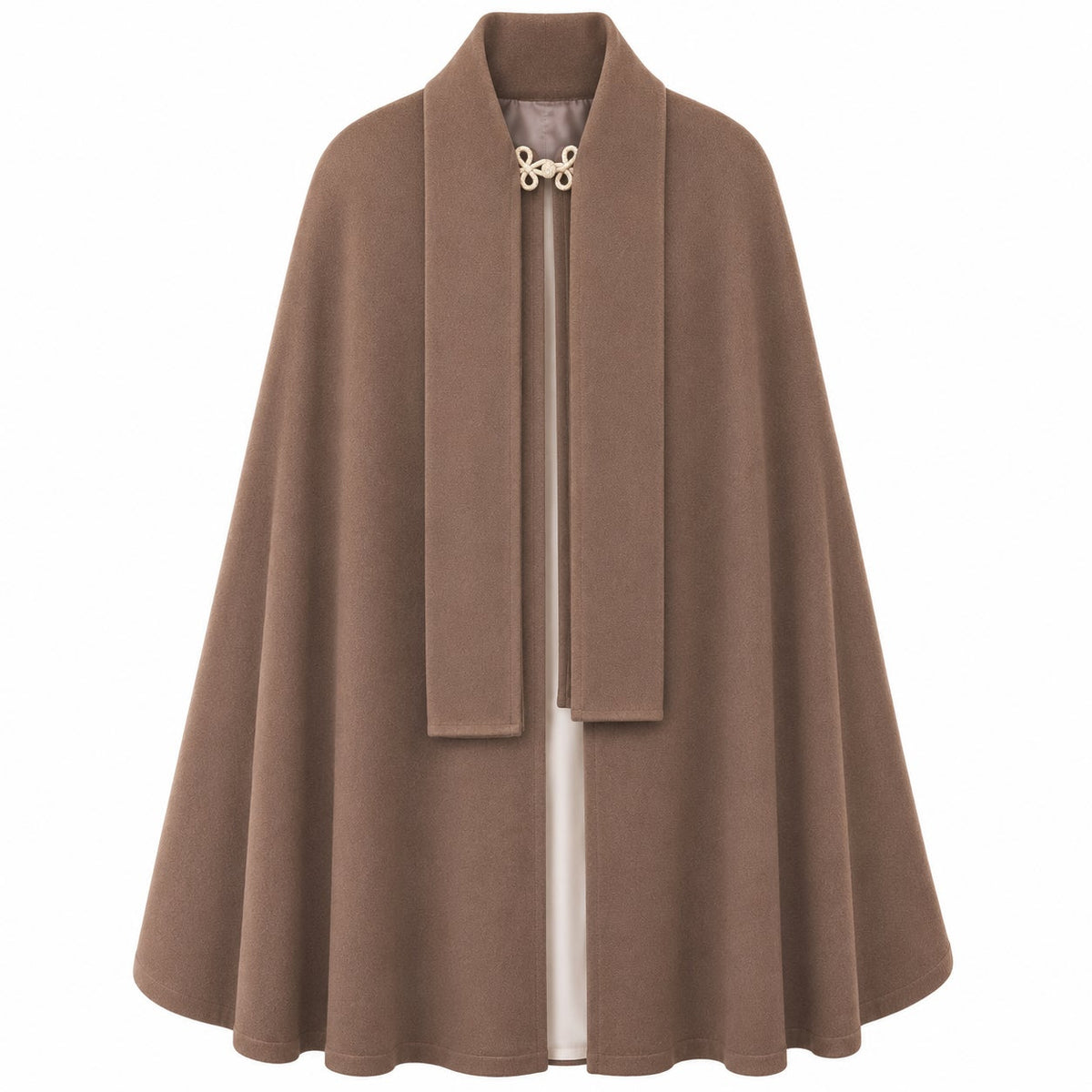Handmade 100% Wool Cape Coat Taupe Brown