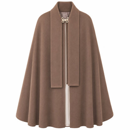 Handmade 100% Wool Cape Coat Taupe Brown