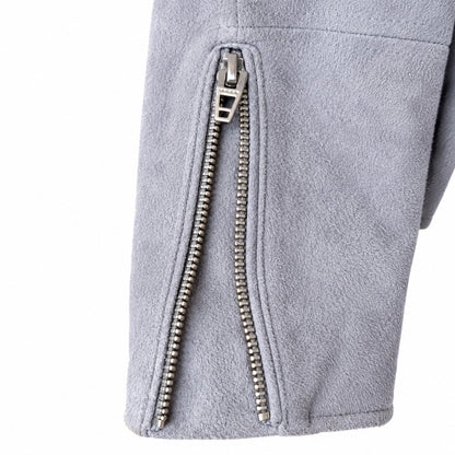 Blank NYC Suede Moto Jacket Light Gray Blue Belted Asymmetric Zip Size S