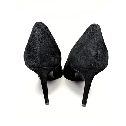 Saint Laurent Zoe 85 Black Suede Pointed Toe Stiletto Pumps IT 42