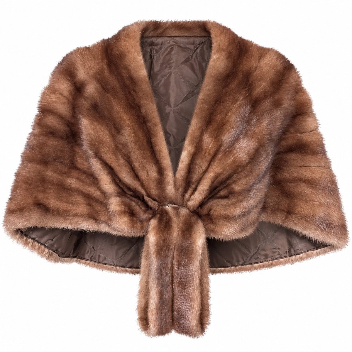 Vintage James H. Robinson Buffalo Genuine Mink Fur Capelet Stole Brown