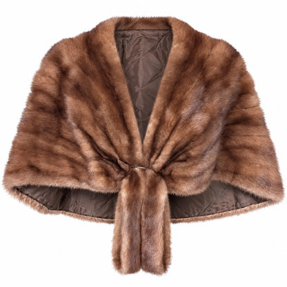 Vintage James H. Robinson Buffalo Genuine Mink Fur Capelet Stole Brown