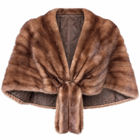 Vintage James H. Robinson Buffalo Genuine Mink Fur Capelet Stole Brown