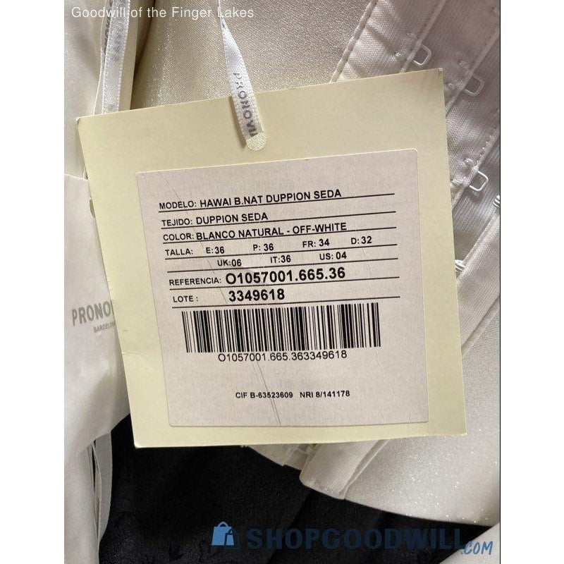 Pronovias Hawaii Silk Dupioni Wedding Dress Off-White NWT Size 4