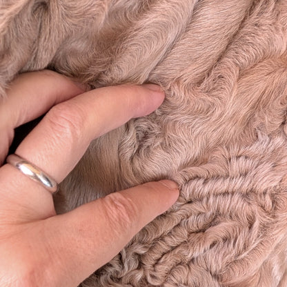 Vintage Tan Persian Lamb Fur Jacket Genuine Curly Lamb Zipper