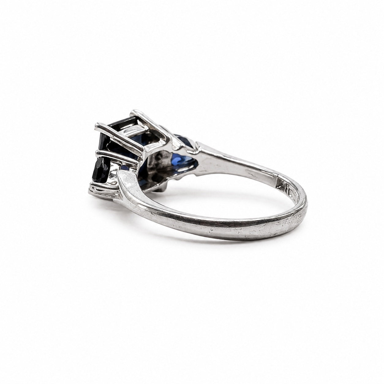 925 Sterling Silver Sapphire Ring Size 7 Blue Gemstone Statement Ring