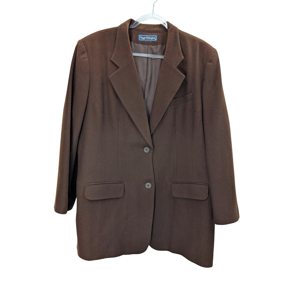 100% Wool Maggie McNaughton Brown Wool Blazer Skirt Suit 18W
