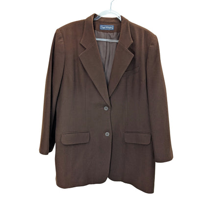100% Wool Maggie McNaughton Brown Wool Blazer Skirt Suit 18W