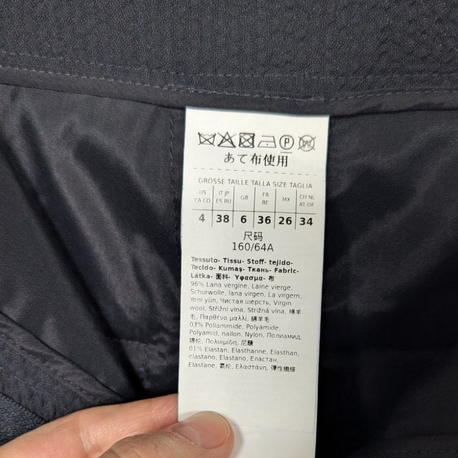 NWT 96% Wool Max Mara Cervo Navy Wide Leg Trousers Size US4