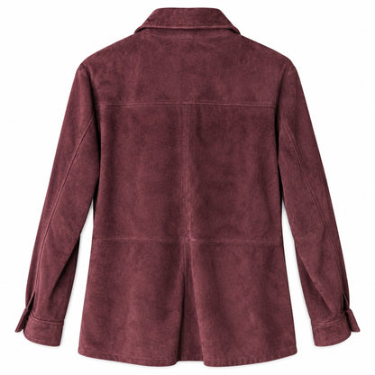 Brandon Thomas Genuine Leather Shirt Jacket Size S Burgundy