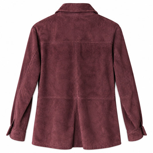 Brandon Thomas Genuine Leather Shirt Jacket Size S Burgundy