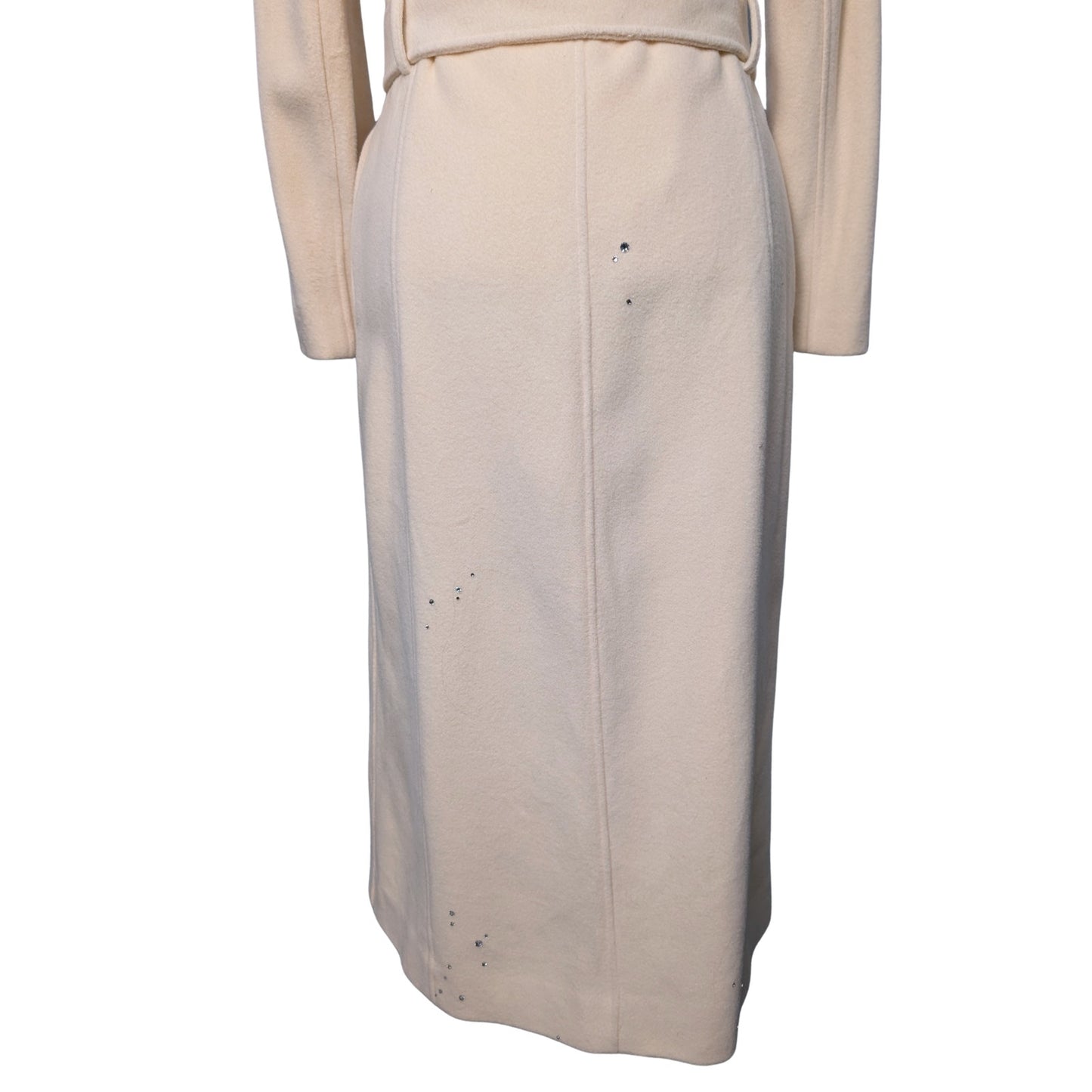 Ralph Lauren Cream Wool Wrap Coat with Austrian Crystal Embellishment