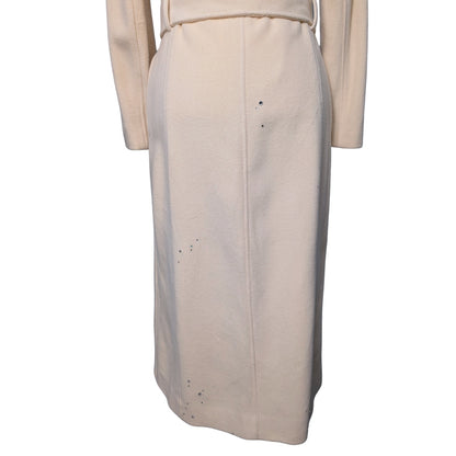 Ralph Lauren Cream Wool Wrap Coat with Austrian Crystal Embellishment