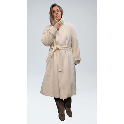 Vintage Windermere Cream Wool A-Line Coat with Detachable Fox Fur Collar