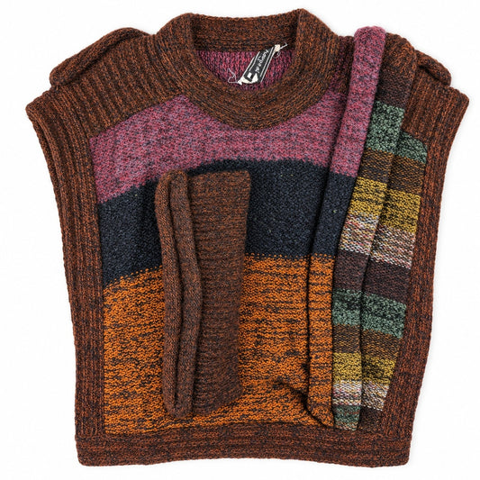 Vintage La Squadra Monte Carlo Wool Mohair Angora Color Block Sweater Vest Italy