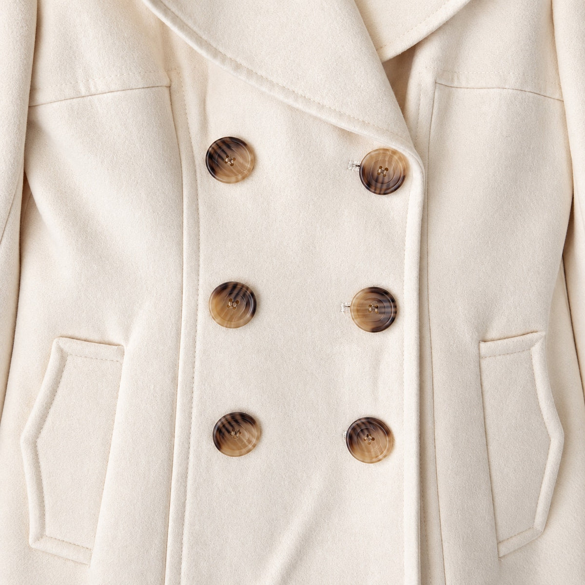 Moda International Winter White Wool Blend Peacoat Double Breasted Size S