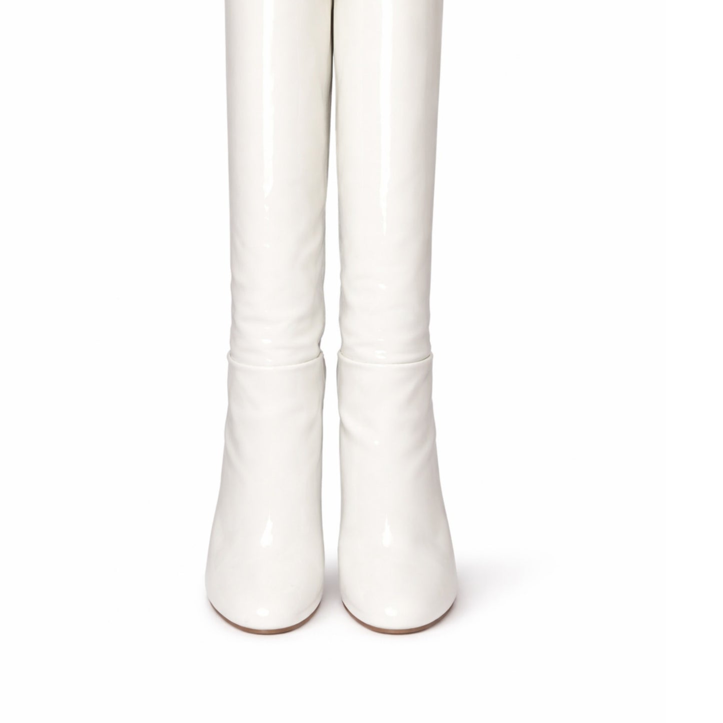Aquazzura Brera 105 White Patent Leather Knee-High Boots Size 36.5 NWT