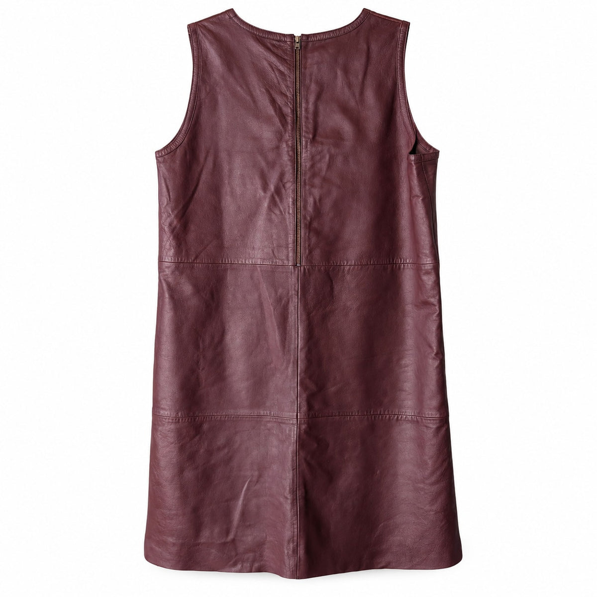 NWT Stefanel Lamb Leather Suede Dress US 6 Burgundy