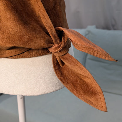 Vintage Saks Fifth Avenue Folio Suede Leather Wrap Top Size S Made in USA