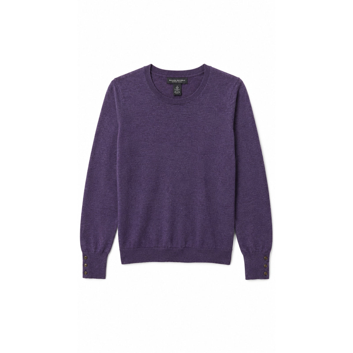 Banana Republic Extra Fine Merino Wool Crew Neck Sweater, Purple, Size M