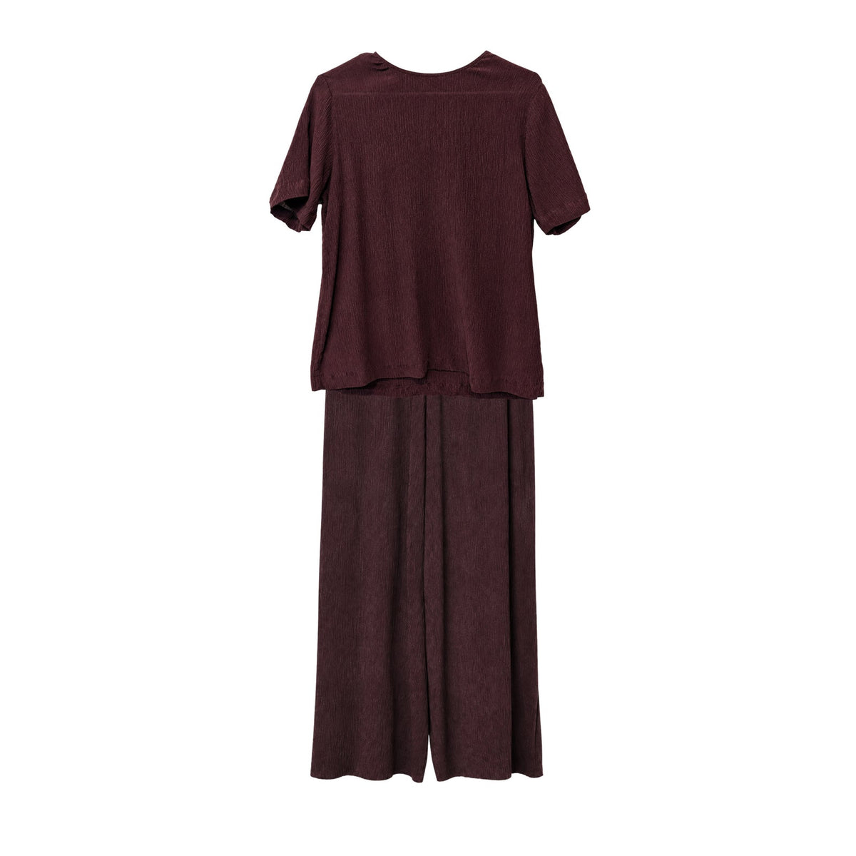 Georgiou Studio Burgundy 100% Silk Crinkle Top and Wide Leg Pants Set 4 / 6P