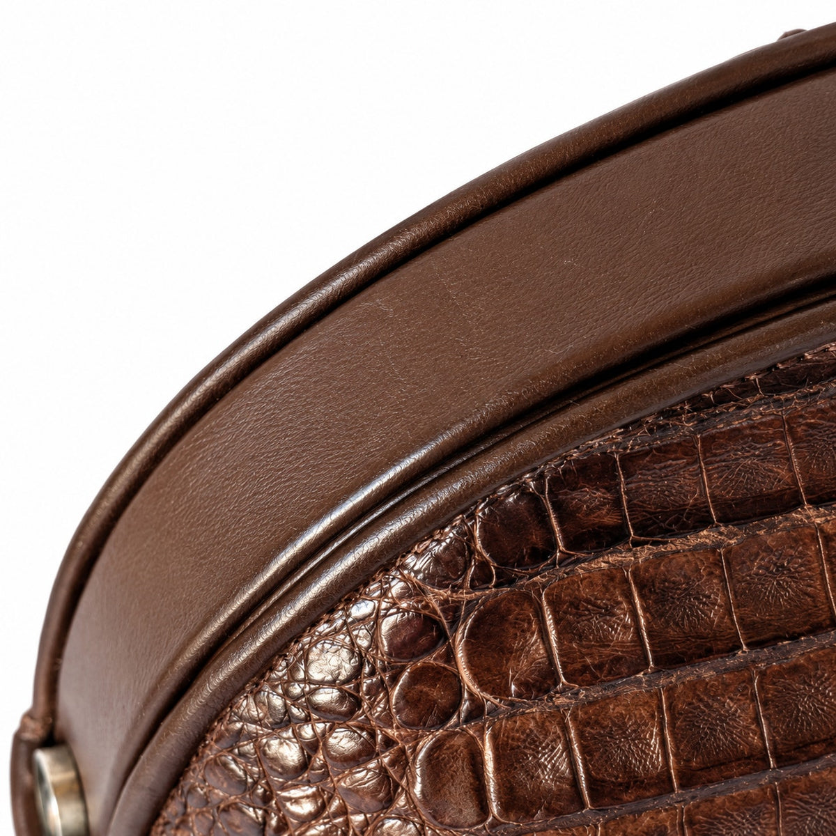 Vintage Genuine Crocodile Clutch Bag Medium Brown Structured Exotic Leather