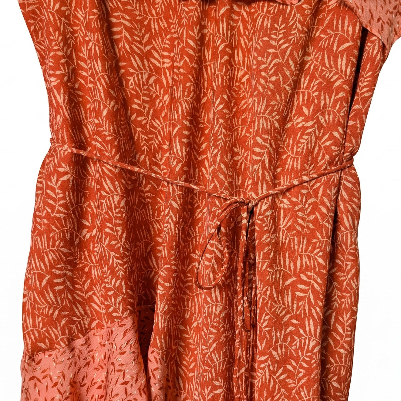 NWT 100% Silk Joie Hacinthia Asymmetric Ruffle Dress Cinnamon