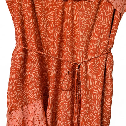 NWT 100% Silk Joie Hacinthia Asymmetric Ruffle Dress Cinnamon