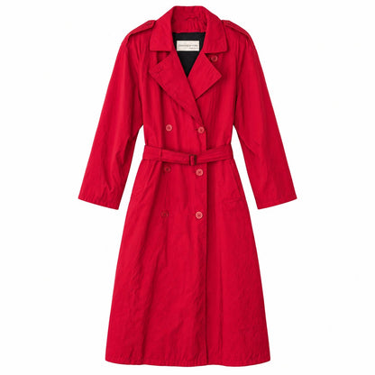 Vintage Jones New York Red Trench Coat Belted Zip Out Wool Liner Made in USA