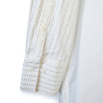 Mango MNG Selection S White Rhinestone Crystal-Stripe Oversized Shirt Limited Edition