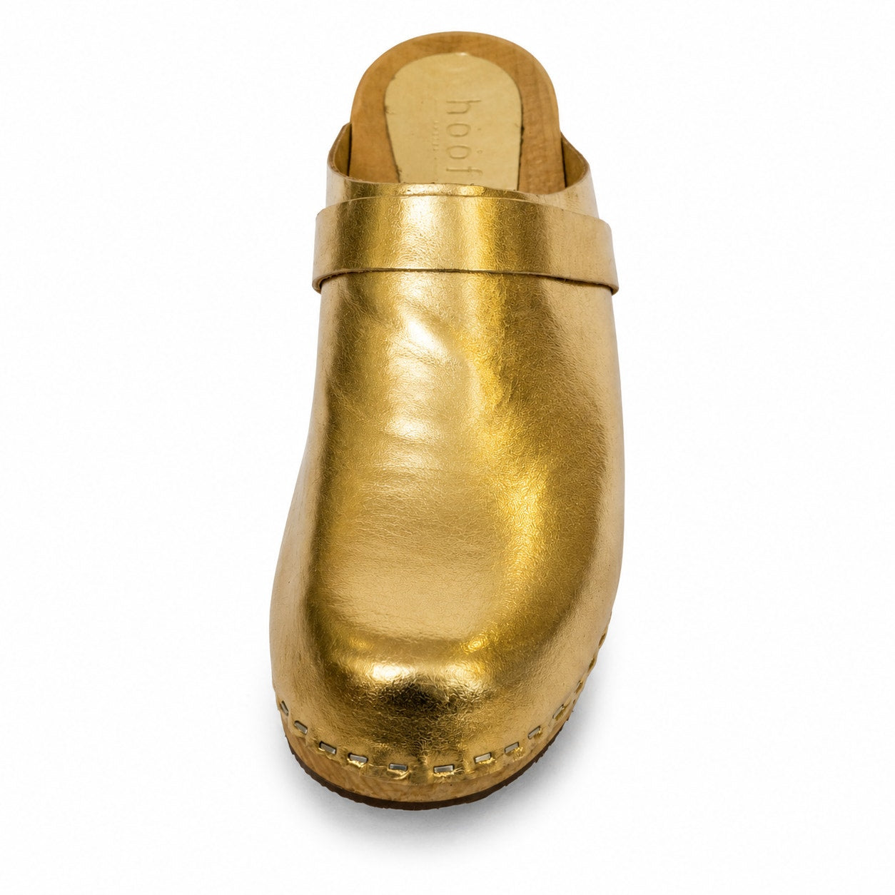 Hoof x Lost & Found Metallic Gold Leather Wooden Platform Clogs EU 40 US 9.5 Rare