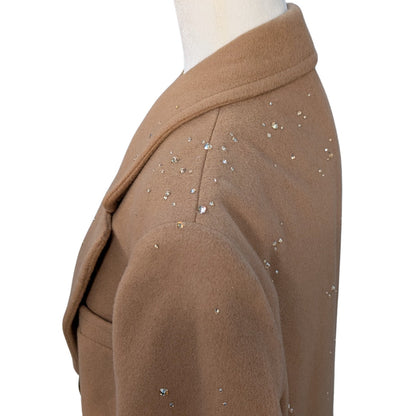 Tempo Europe by London Fog Camel Wool Coat with Austrian Crystal Embellishment