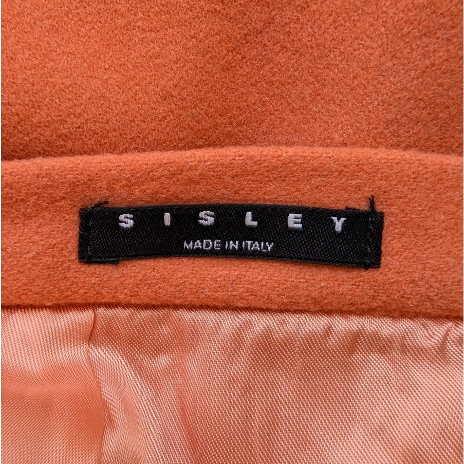 Sisley Orange Wool Blend Mini Skirt Lined Made in Italy Size 42 IT US 6