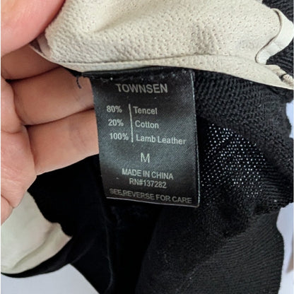 NWT Townsen Color-Block Sweater 100% Lamb Leather Panel | Black Cream