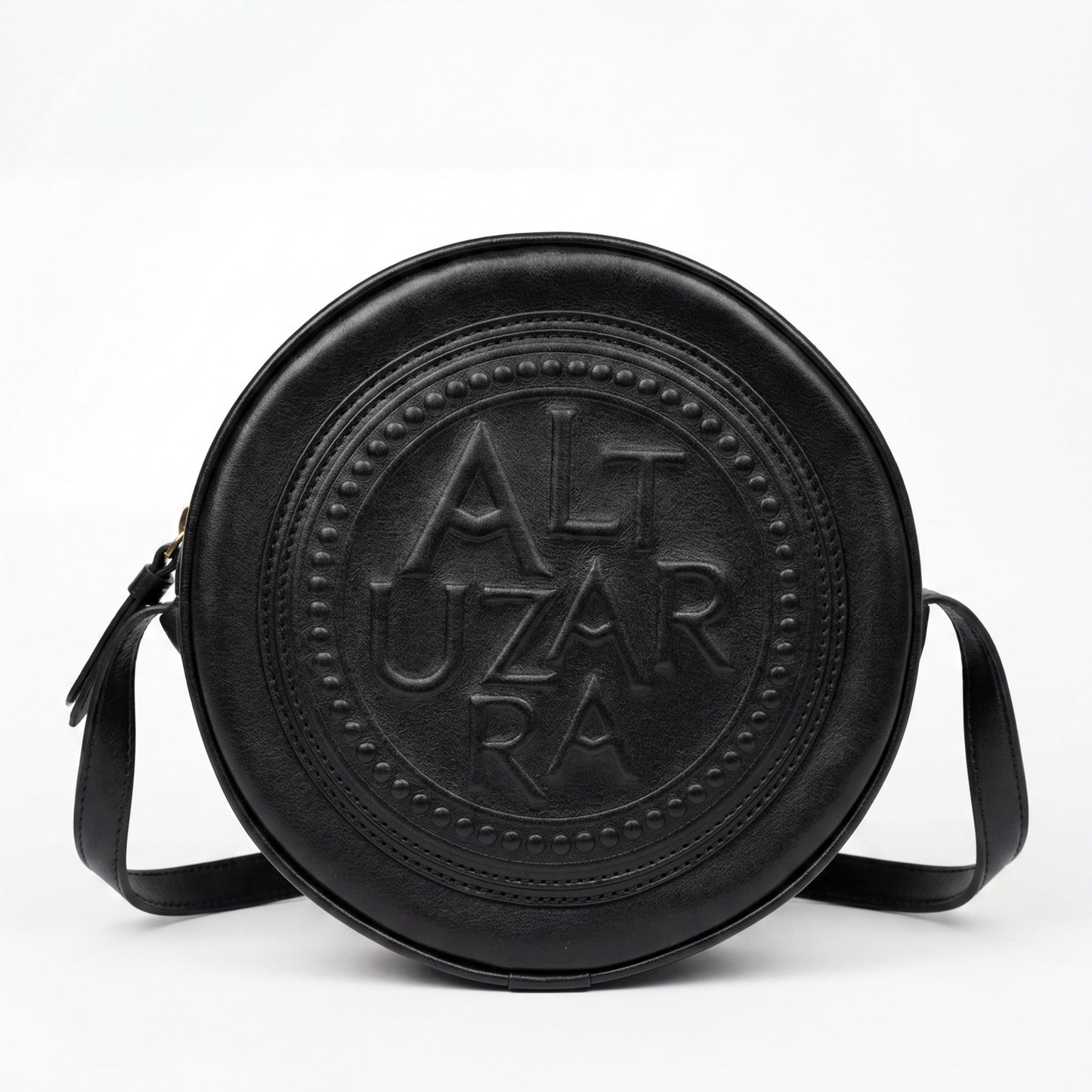 Altuzarra Medallion Coin Crossbody Bag Black Genuine Leather Embossed Logo