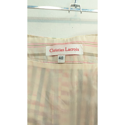 Vintage Christian Lacroix Silk Checkerboard Floral Midi Skirt