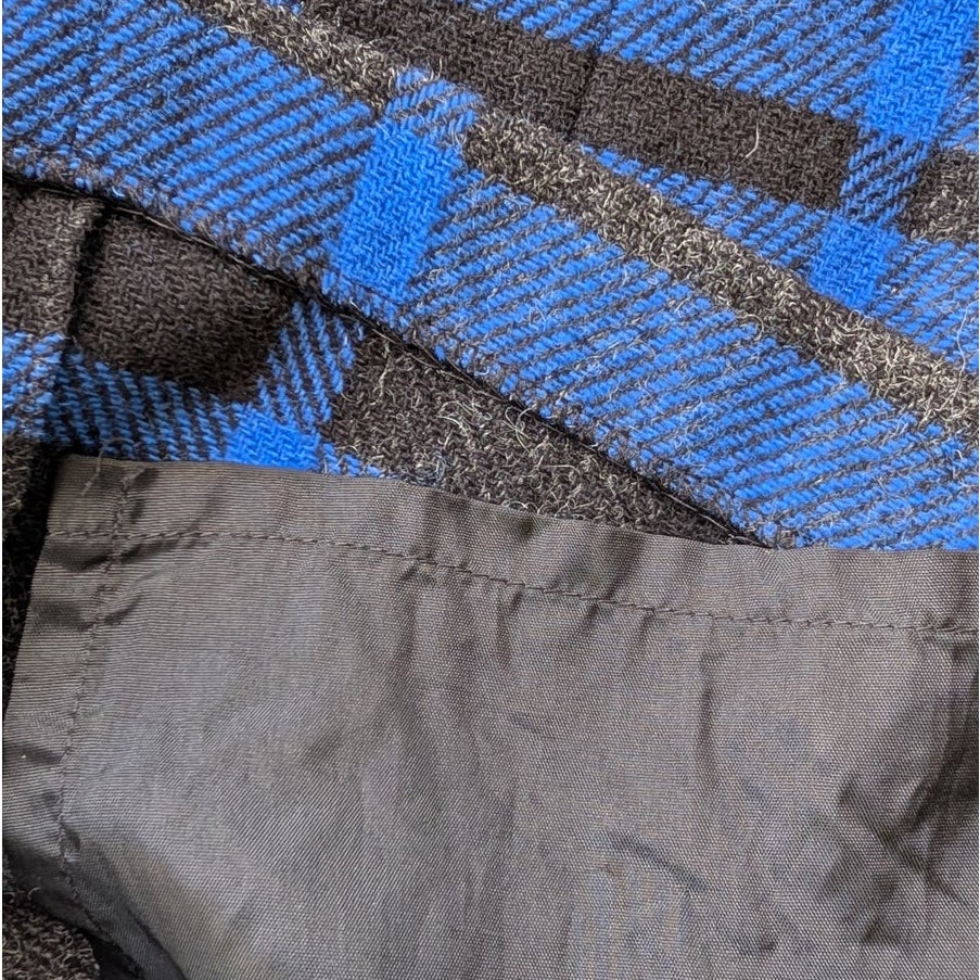 Vintage Personal Petites Blue Gray Plaid Wool Pleated Skirt Made in USA 8P